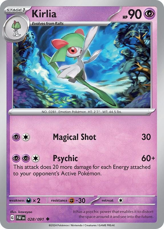 Pokemon - Kirlia - 028/091 - SV: Paldean Fates (PAF) Reverse Holofoil