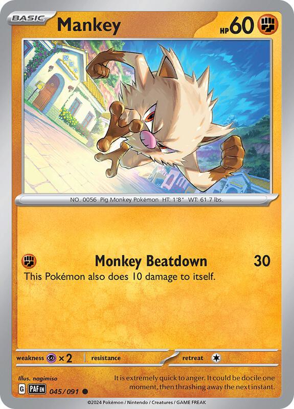 Pokemon - Mankey - 045/091 - SV: Paldean Fates (PAF) Reverse Holofoil