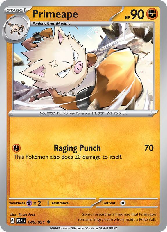 Pokemon - Primeape - 046/091 - SV: Paldean Fates (PAF) Reverse Holofoil