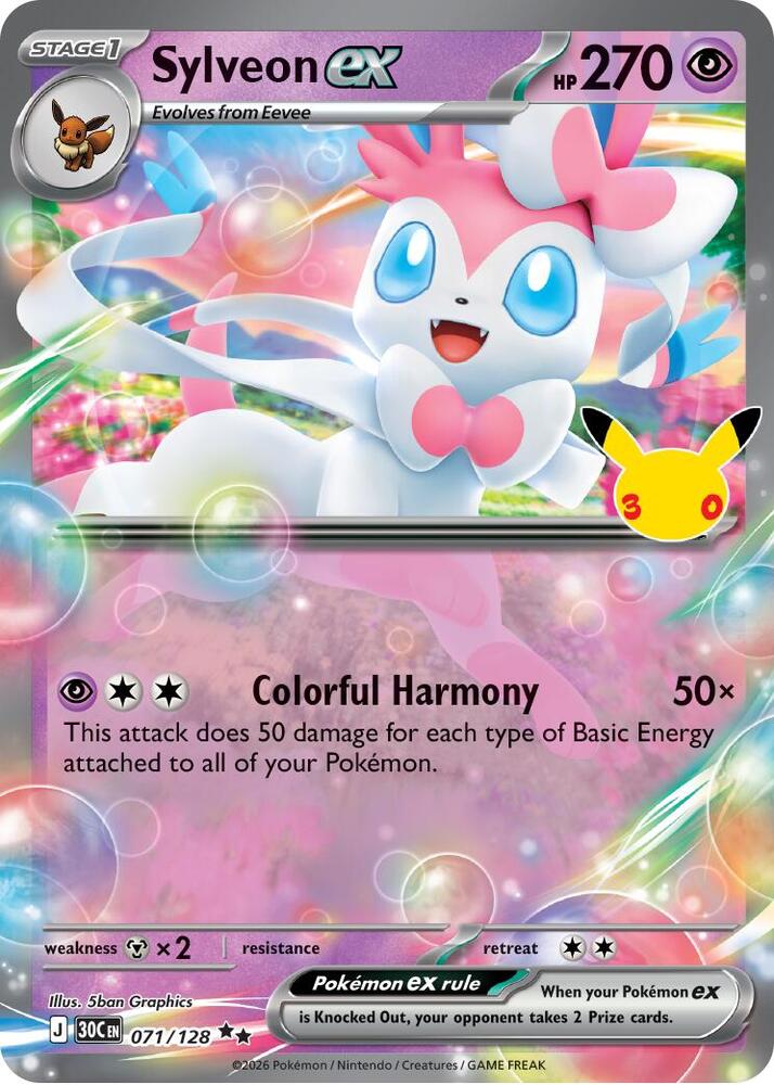 Pokemon - Sylveon ex - 071/128 - ME: 30th Celebration (30C)