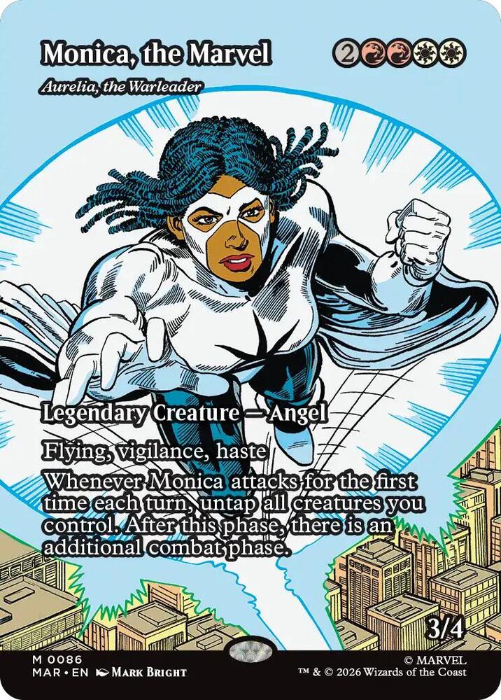 MTG - Monica, the Marvel - Aurelia, the Warleader (Borderless) - Marvel Universe Eternal-Legal (MAR)