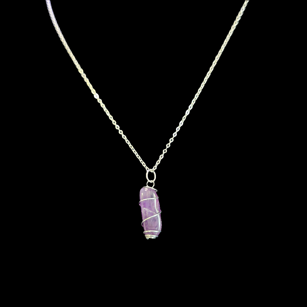 Amethyst Dagger Necklace 16"