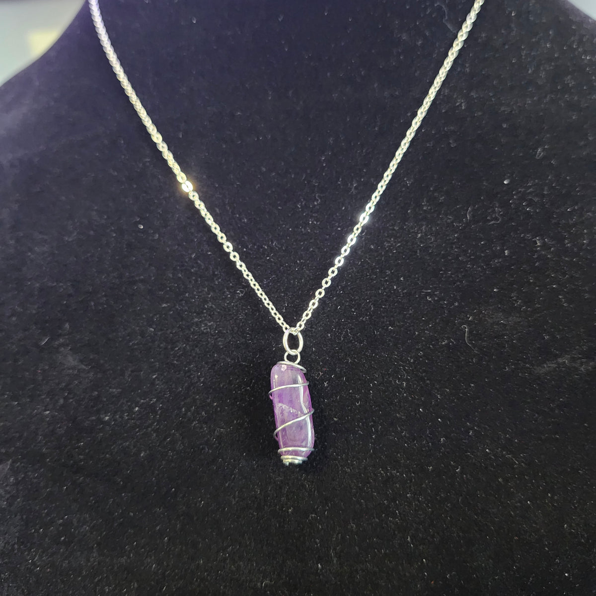 Amethyst Dagger Necklace 16"
