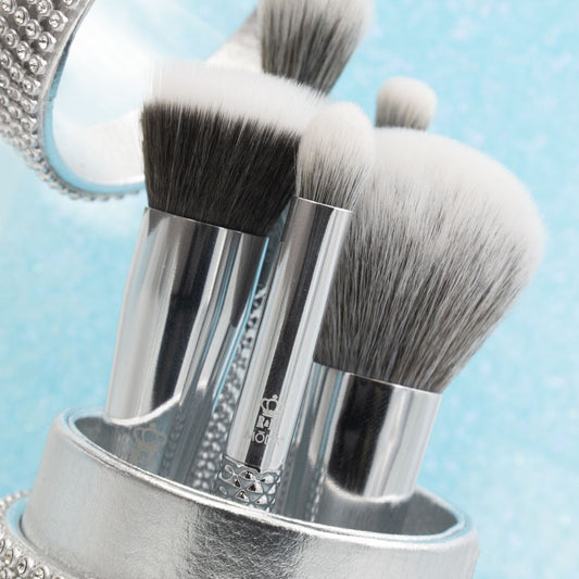 MŌDA® Metallics Silver Full Face Kit - 6 pc Professional Make-up Brush Set
