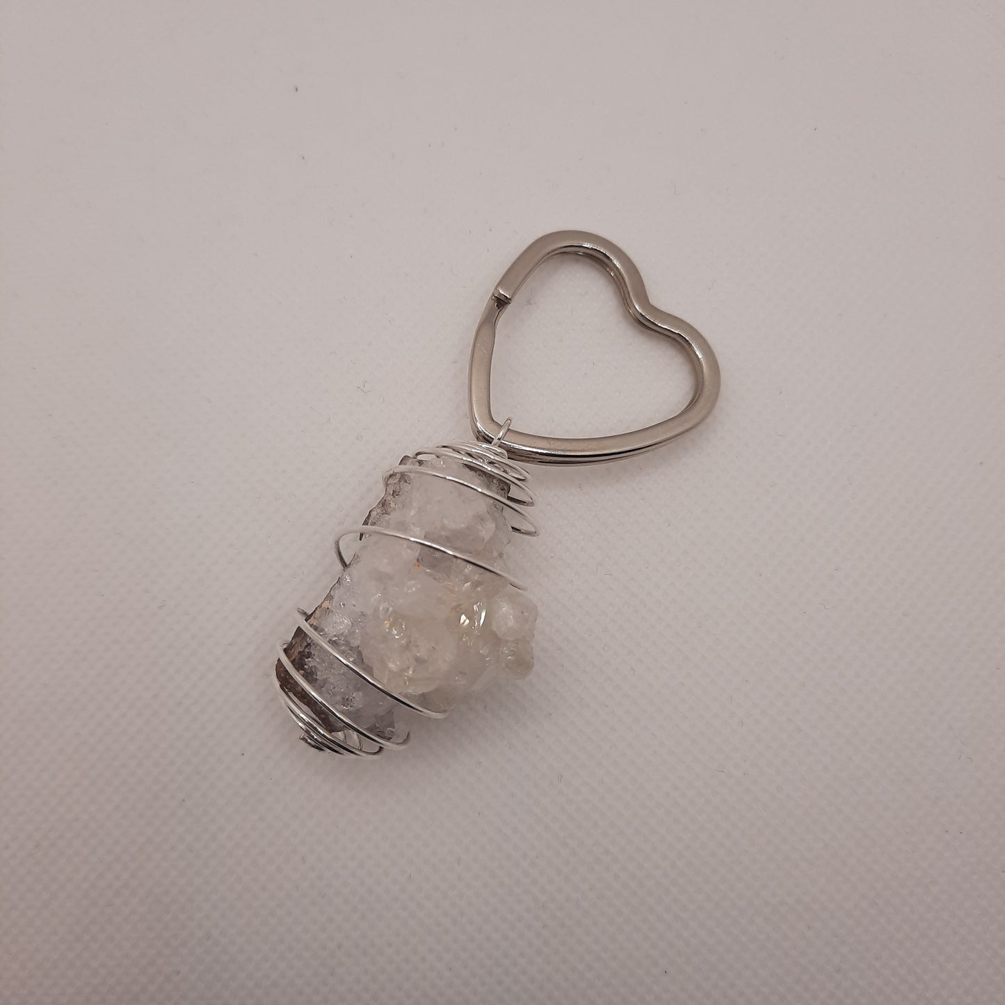 BG Signature Collection Clear Crystal Geode Heart Keychain