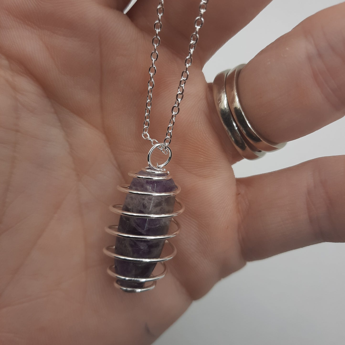 Amethyst Dagger Necklace Silver