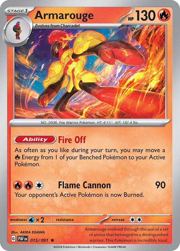 Pokemon - Armarouge - 015/091 - SV: Paldean Fates (PAF) Reverse Holofoil