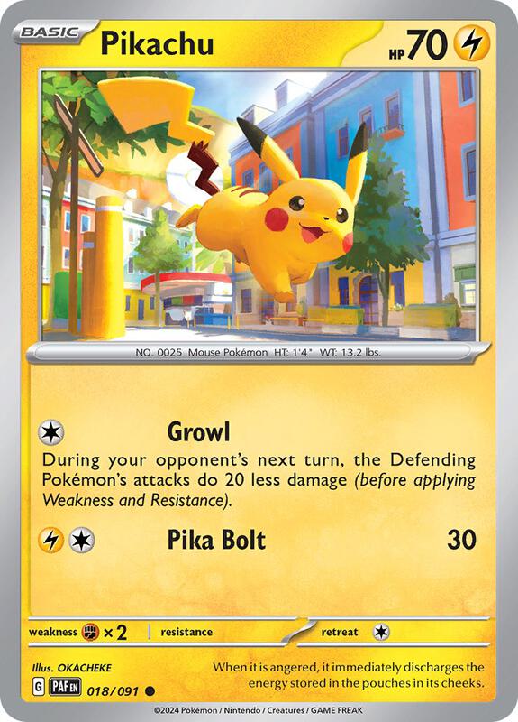 Pokemon - Pikachu - 018/091 - SV: Paldean Fates (PAF) Reverse Holofoil