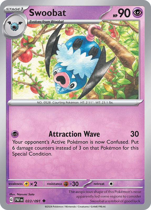Pokemon - Swoobat - SV: Paldean Fates (PAF) Reverse Holofoil