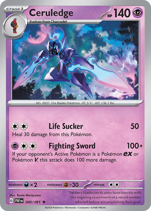 Pokemon - Ceruledge - 040/091 - SV: Paldean Fates (PAF) Reverse Holofoil