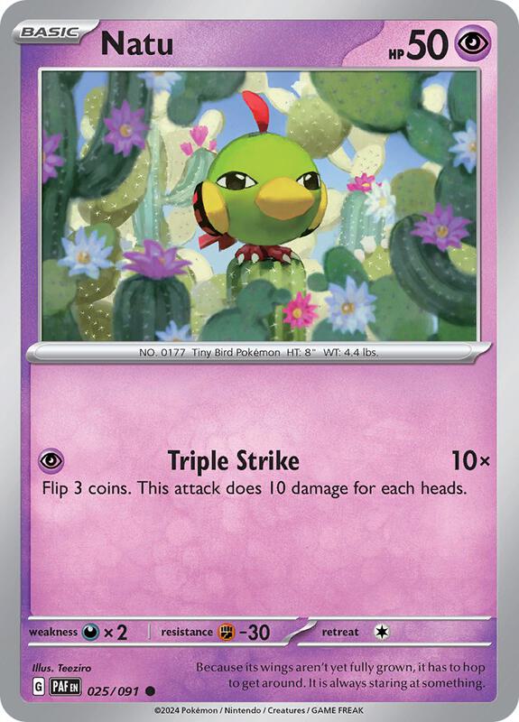 Pokemon - Natu - 025/091 - SV: Paldean Fates (PAF) Reverse Holofoil