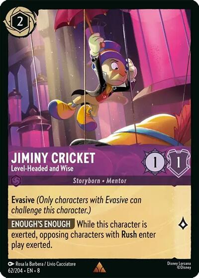Lorcana - Jiminy Cricket - Level-Headed and Wise - Reign of Jafar (8) Cold Foil