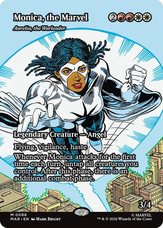 MTG - Monica, the Marvel - Aurelia, the Warleader (Borderless) - Marvel Universe Eternal-Legal (MAR)