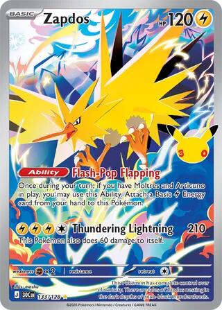 Pokemon - Zapdos - 133/128 - ME: 30th Celebration (30C)