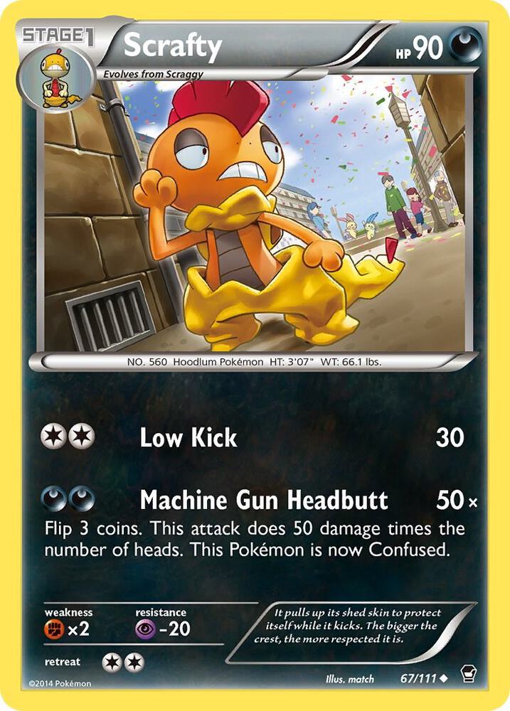 Pokemon - Scrafty - XY - Furious Fists (FFI) Reverse Holofoil