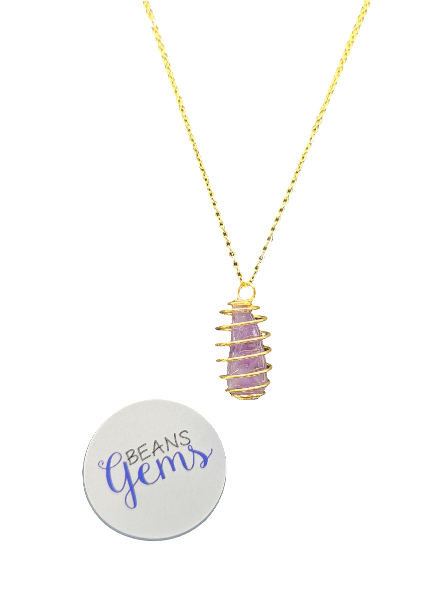 Amethyst Wire-Wrapped Gold Necklace