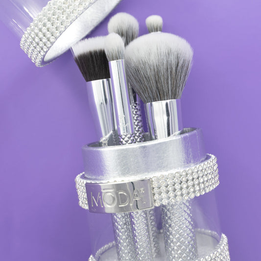 MŌDA® Metallics Silver Full Face Kit - 6 pc Professional Make-up Brush Set