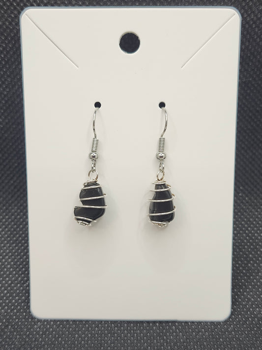Obsidian & Sterling Silver Drop Earrings
