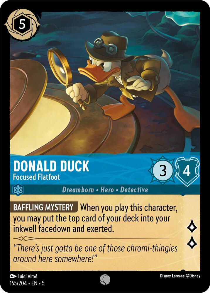 Lorcana - Donald Duck - Focused Flatfoot - Cold Foil - Shimmering Skies (5)