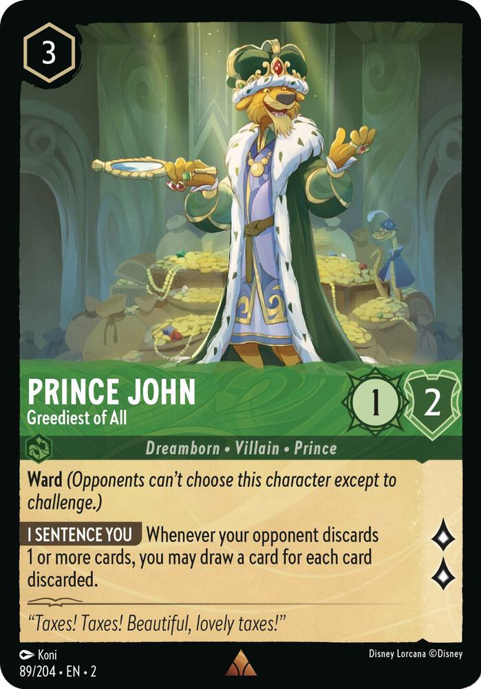Lorcana - Prince John - Greediest of All - Rise of the Floodborn (2)