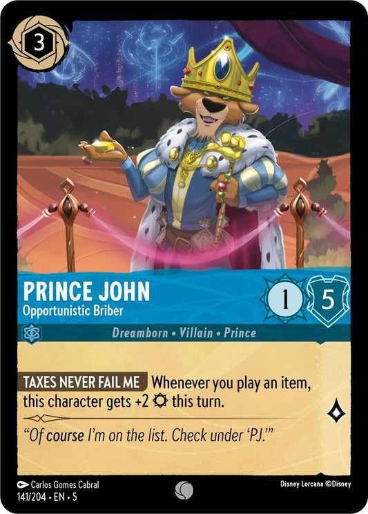 Lorcana - Prince John - Opportunistic Briber - Cold Foil -  Shimmering Skies (5)