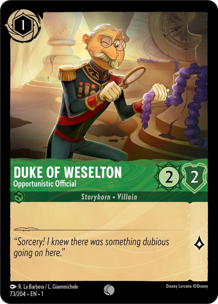 Lorcana - Duke of Weselton - Opportunistic Official - The First Chapter (1)