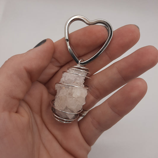 BG Signature Collection Clear Crystal Geode Heart Keychain