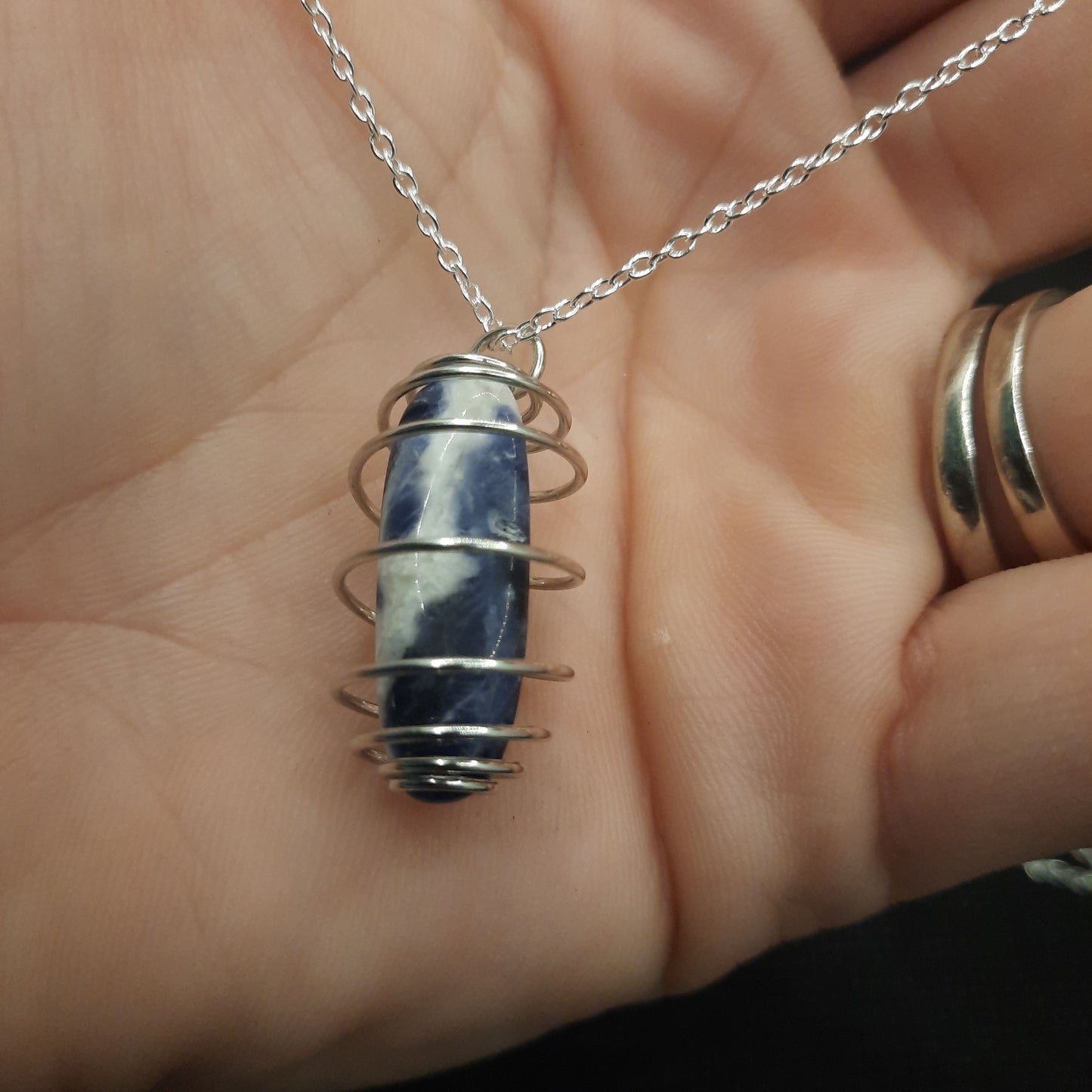 Sodalite Dagger Silver Necklace