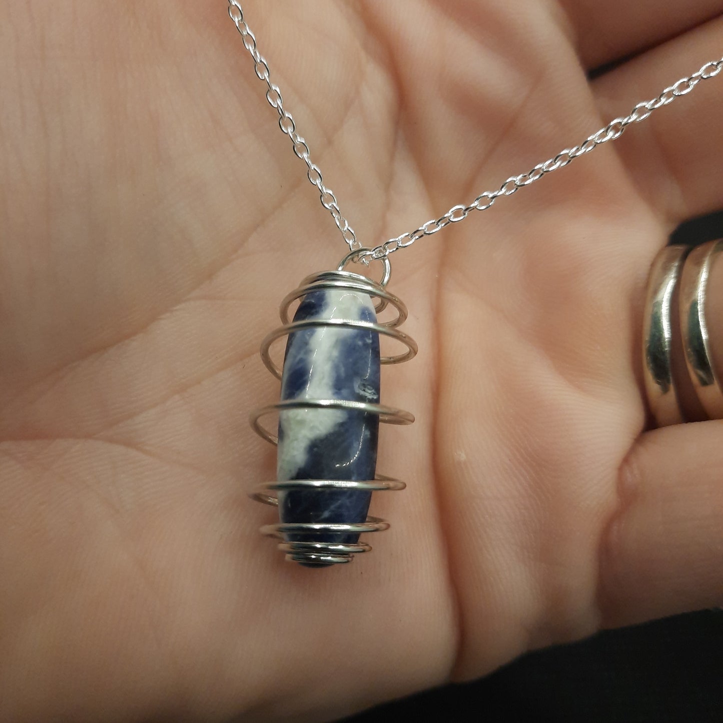 Sodalite Dagger Silver Necklace