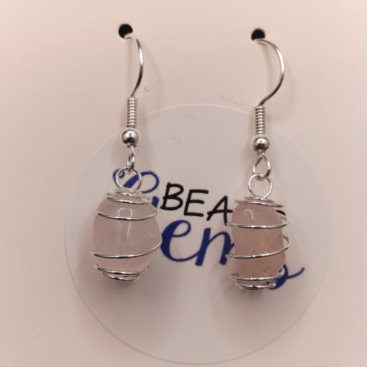 BG Signature Collection Rose Quartz Silver Earrings