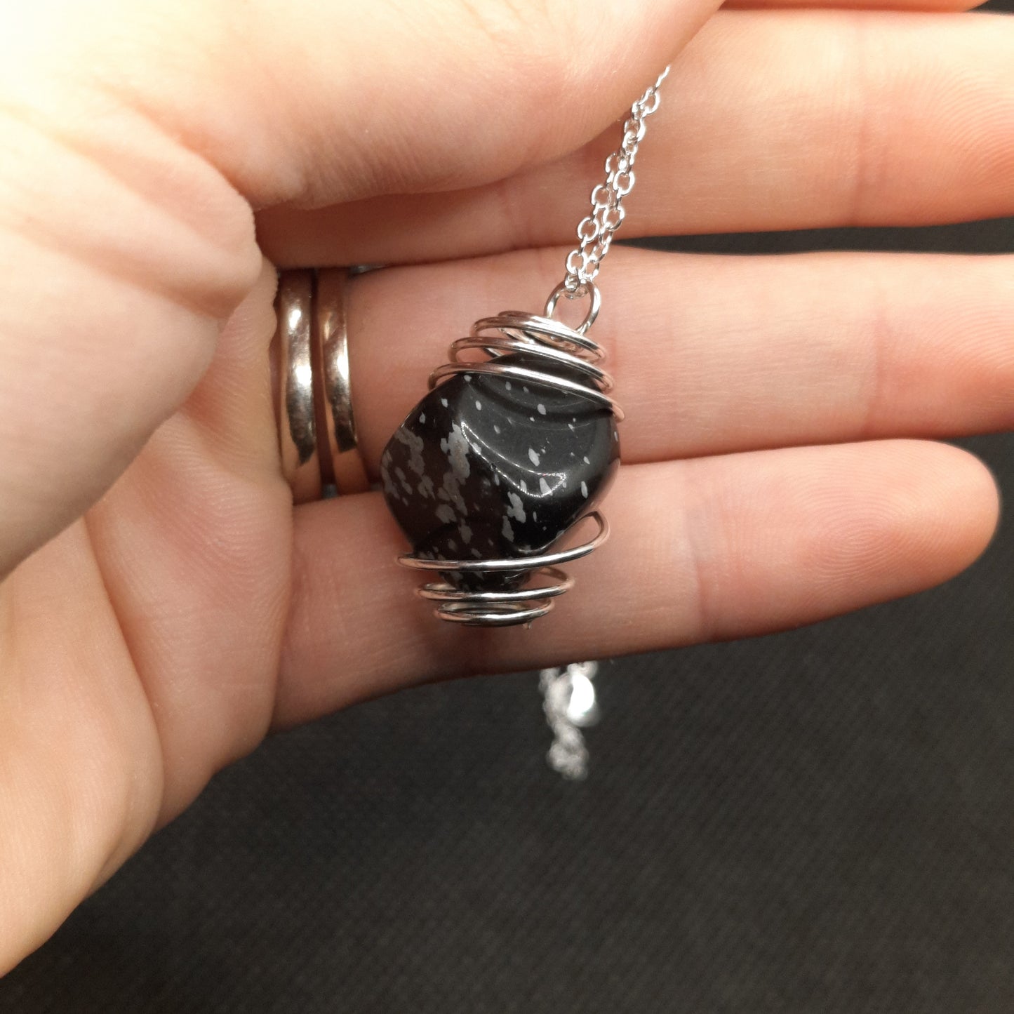 BG Signature Collection Snowflake Obsidian Necklace