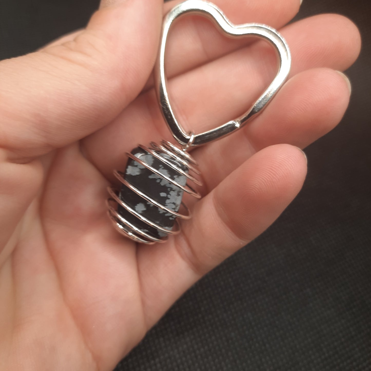 BG Signature Collection Snowflake Obsidian Heart Keychain