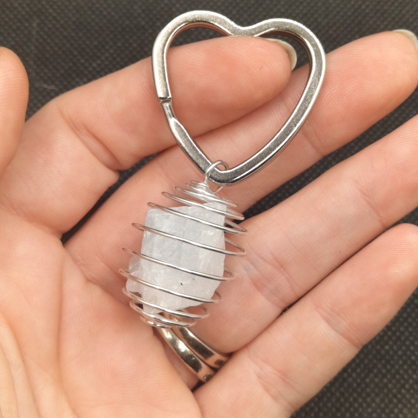 BG Signature Collection Raw Quartz Heart Keychain