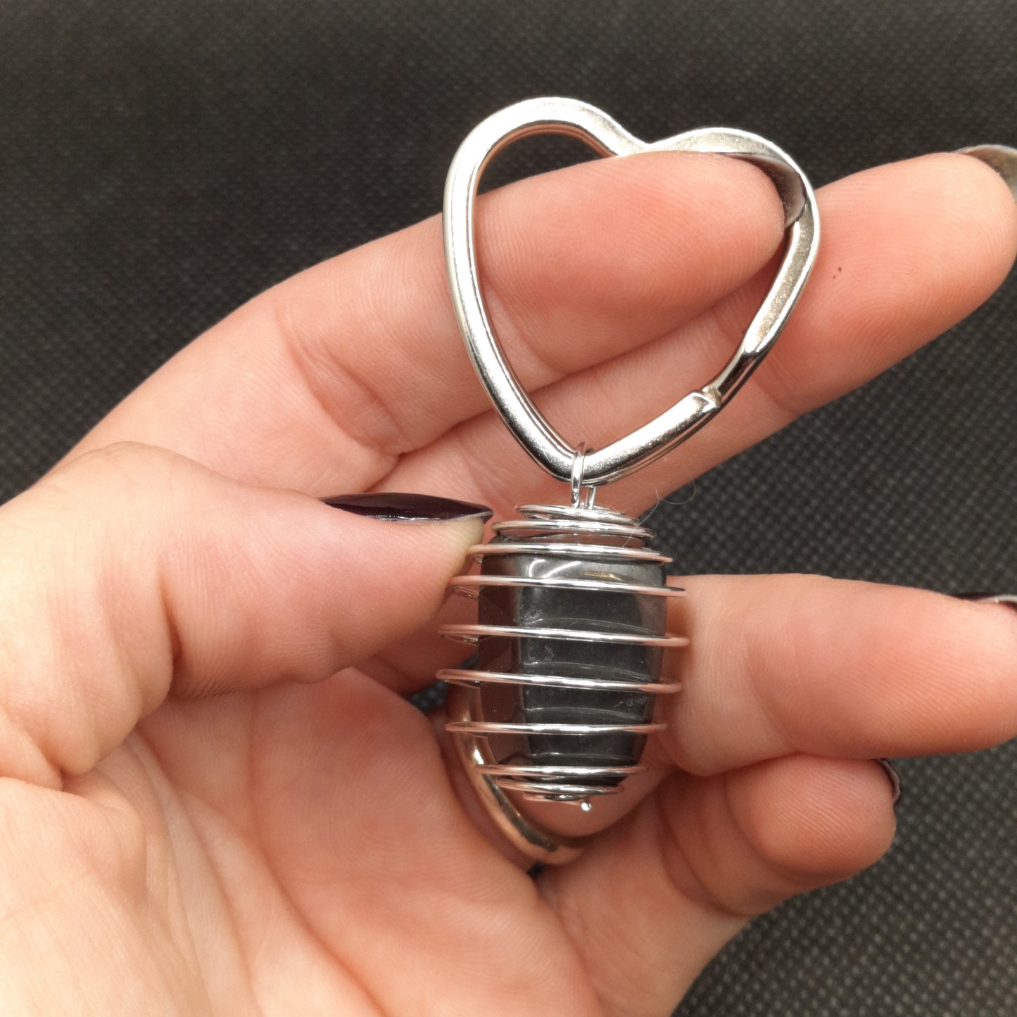 BG Signature Collection Hematite Heart Keychain