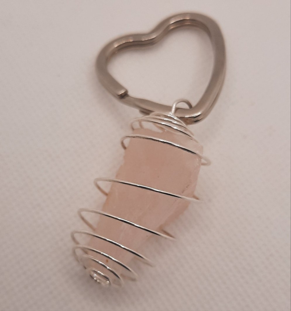 BG Signature Collection Large Raw Rose Quartz Heart Keychain