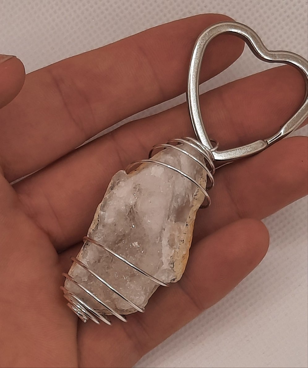 BG Signature Collection Clear Crystal Geode Heart Keychain Large